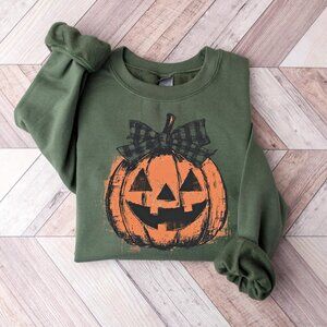 Coquette Halloween Sweatshirt Retro Pumpkin Patch